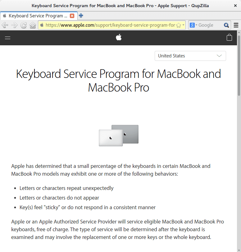 Recall Apple Keyboard MacBook Pro - shortmanual.com
